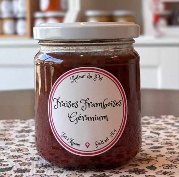 Fraises Framboises Géranium - confiture - Manom - Thionville