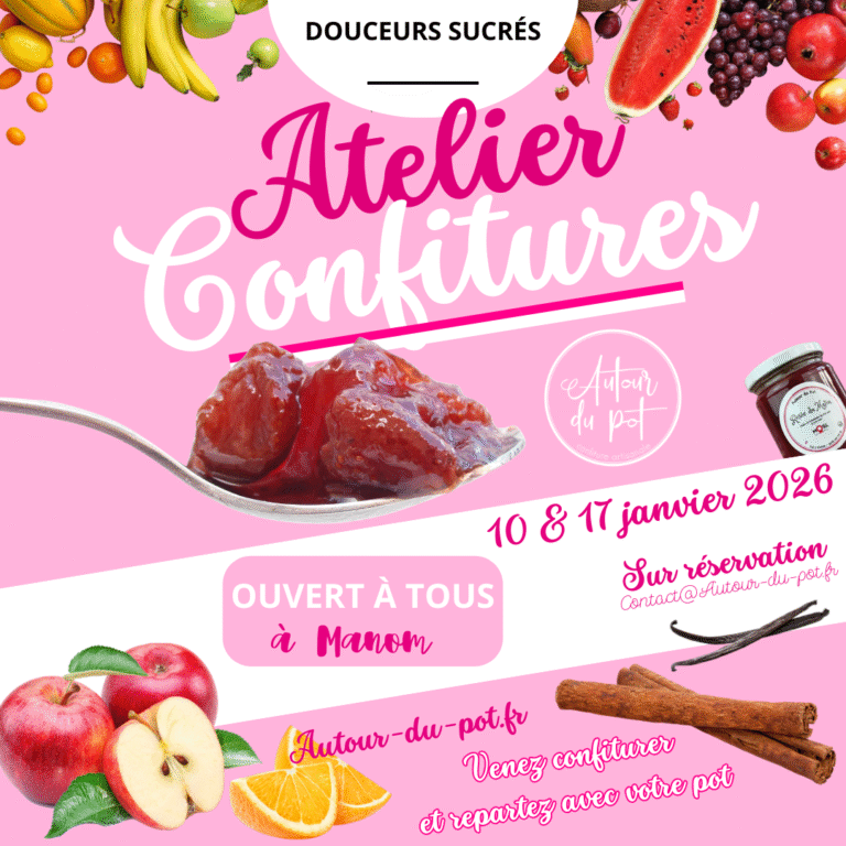 Atelier confiture janvier 2026 - apprendre faire confiture - Thionville - Manom